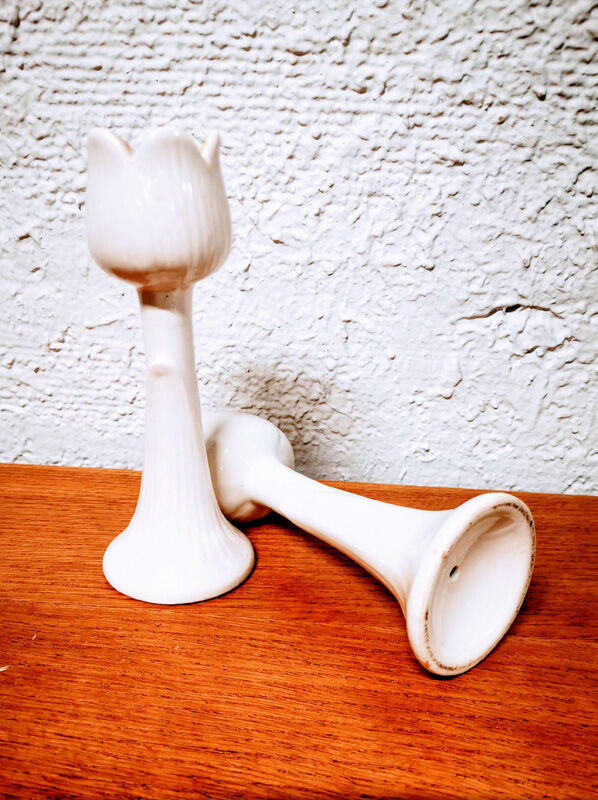 Pair of tulip candlesticks