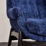 Fauteuil vintage en velours du milieu du siècle par Júlia Gaubek, années 1960, Hongrie