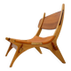 Vintage Scandinavian-style lounge chair in wood and leather