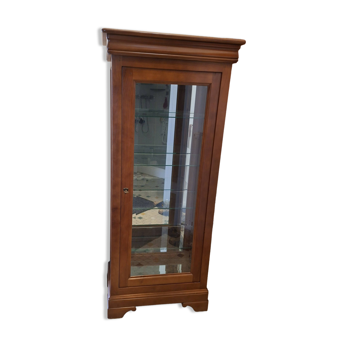 Vitrine merisier verre biseauté miroirs