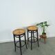 Set jaren 50 houten barkrukken met webbing uit Frankrijk vintage
