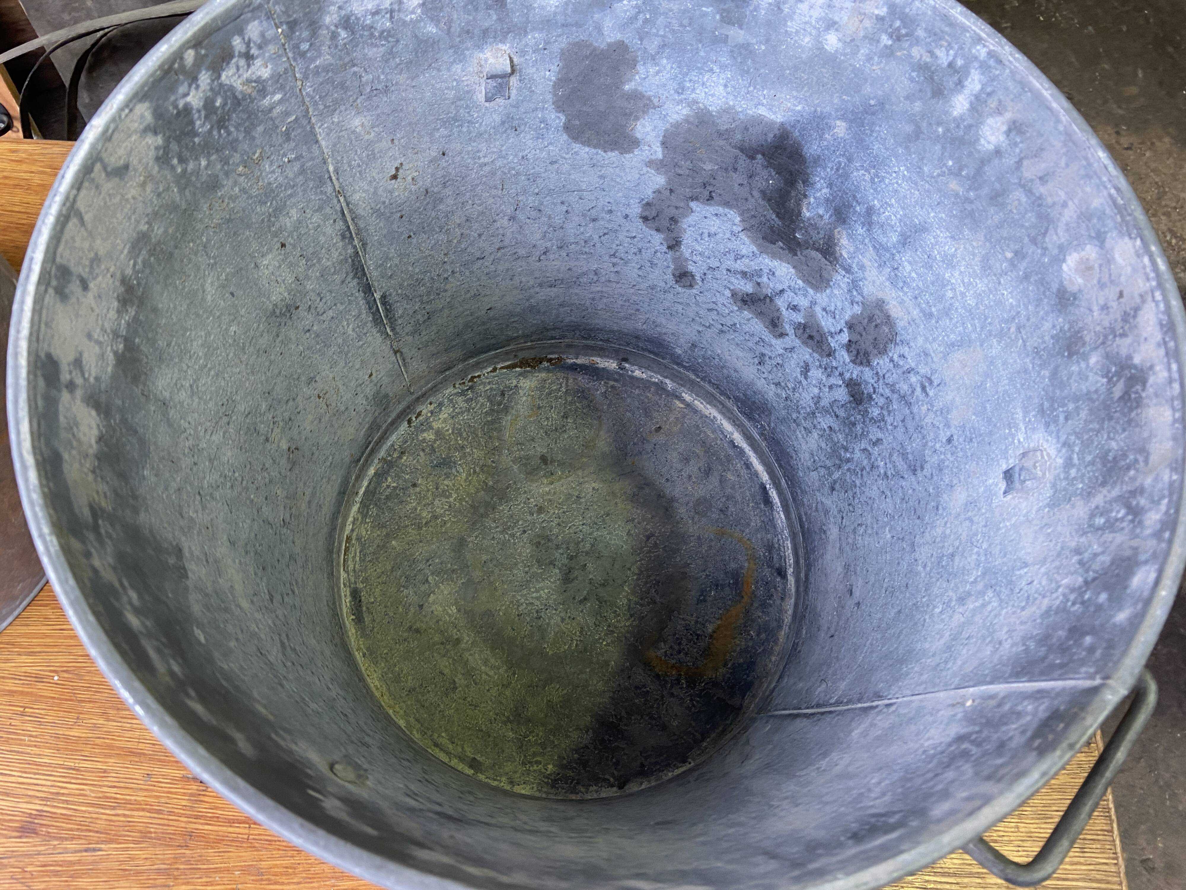 Pair of vintage galvanized zinc washing basins