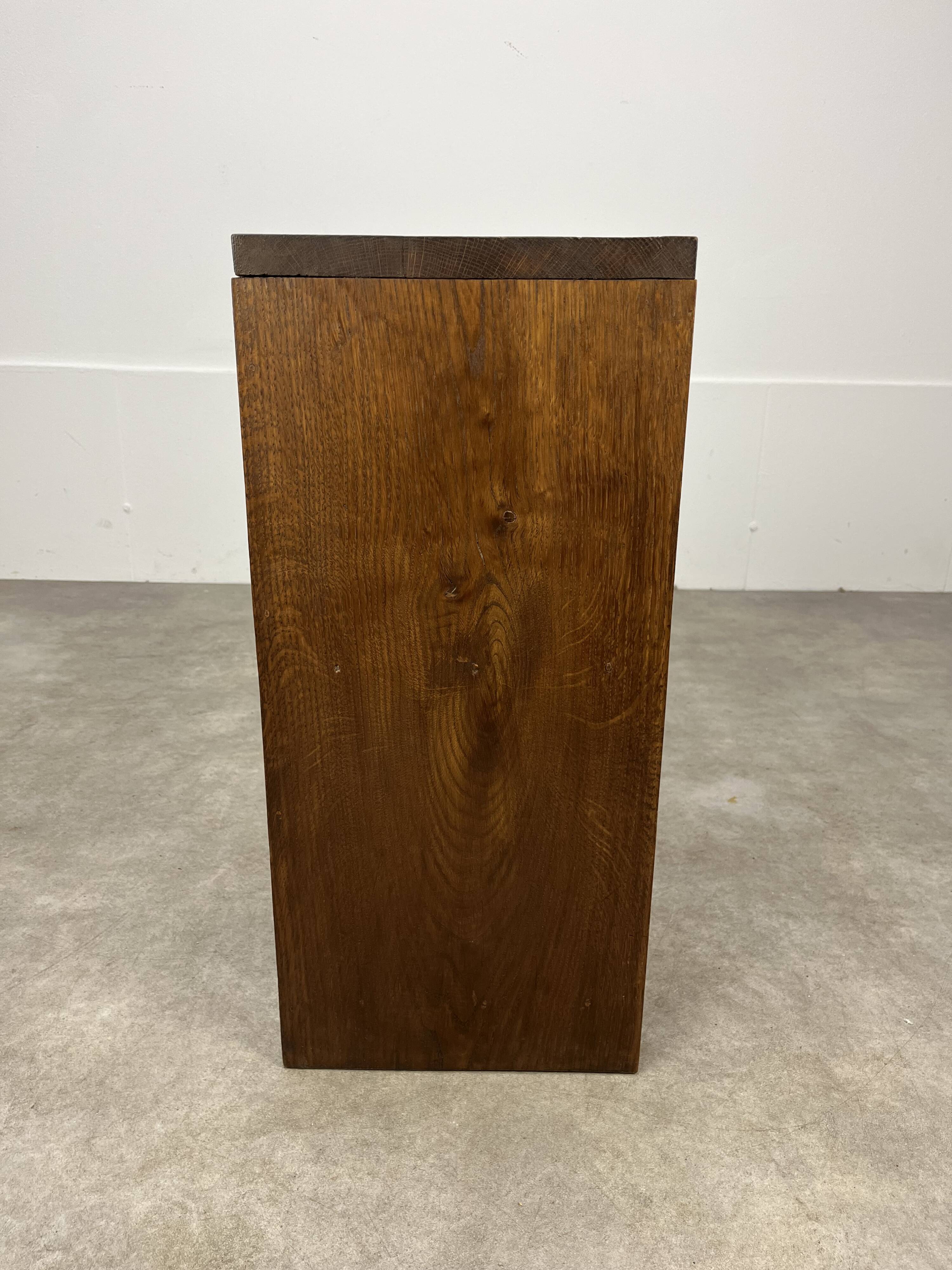 Art Deco corner unit in solid oak, corner cupboard