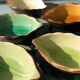5 mini leaf-shaped ceramic ramekins, handmade, for sauces