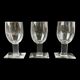 Set of 3 Art Deco crystal stemmed glasses - Bevelled rectangular base from the 1930s.