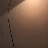 Mid century modern brass and perforated metal arc floor lamp, 1960s