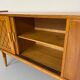 Antique French vintage 50s design wooden and rattan sideboard