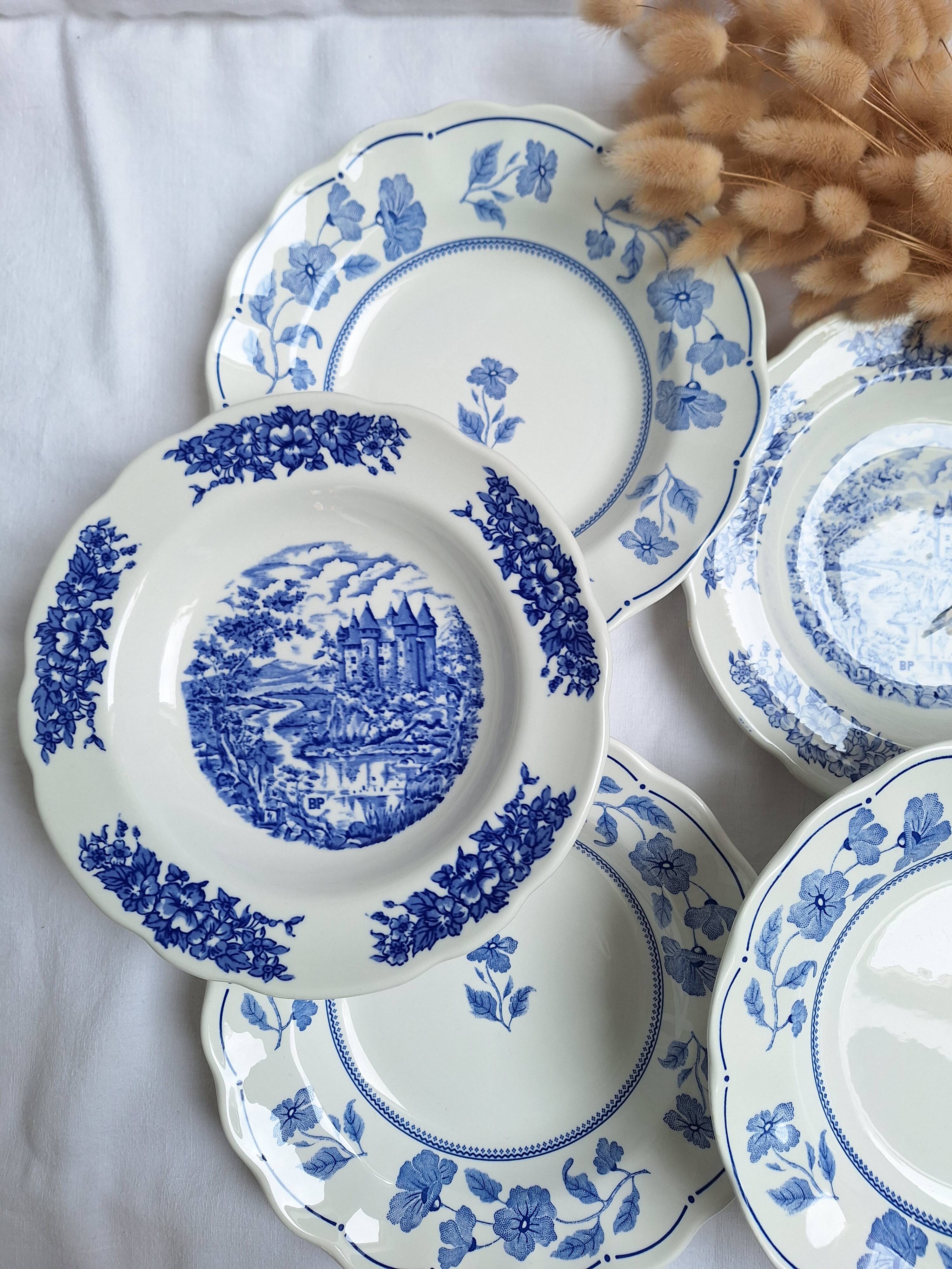 Vintage blue soup plates