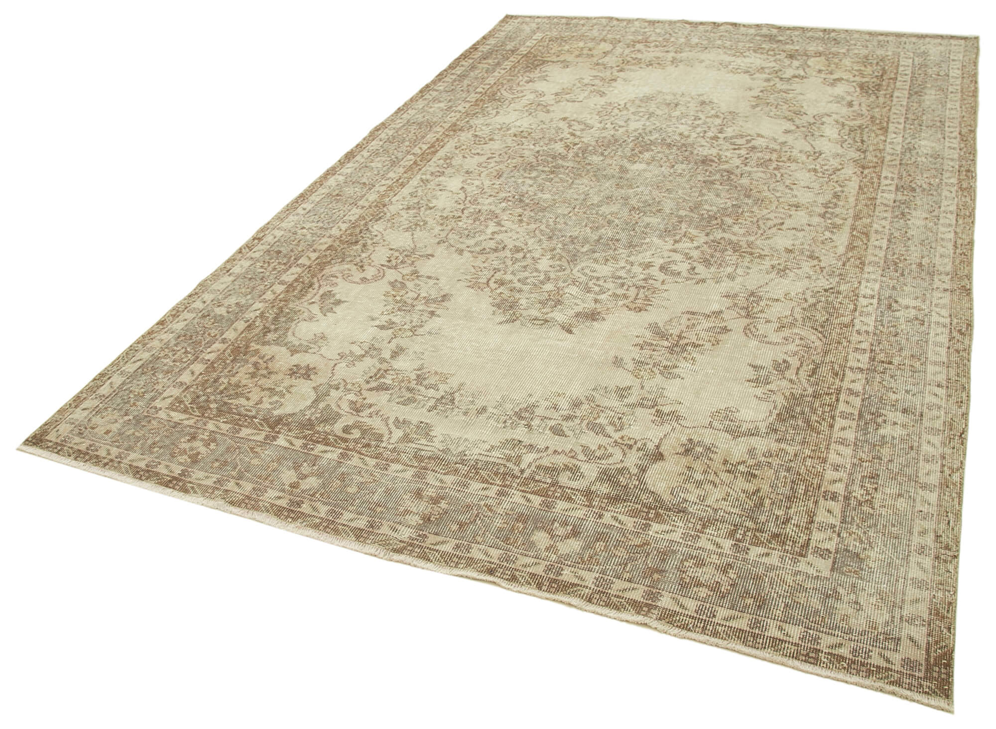 Handwoven contemporary anatolian beige carpet 193 cm x 300 cm