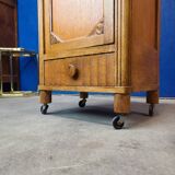 Art Deco serving trolley, cupboard on wheels in light wood.
