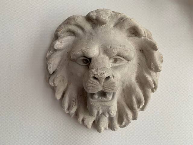 Plaster lion head, early 20th century, Academy of Fine Arts of Saint Gilles, Belgium