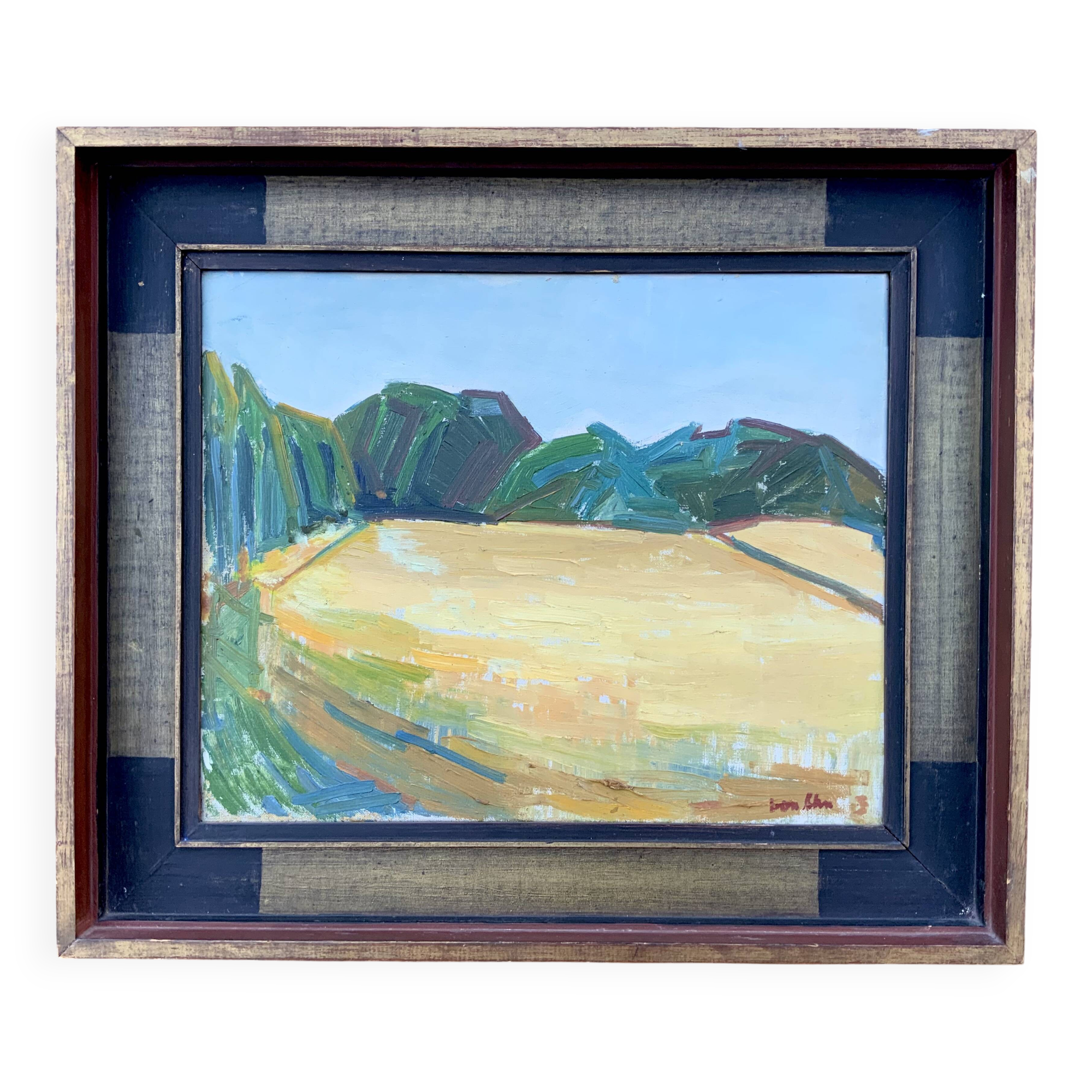 Vintage Modernist Oil on canvas landscape by Richad von Ahn