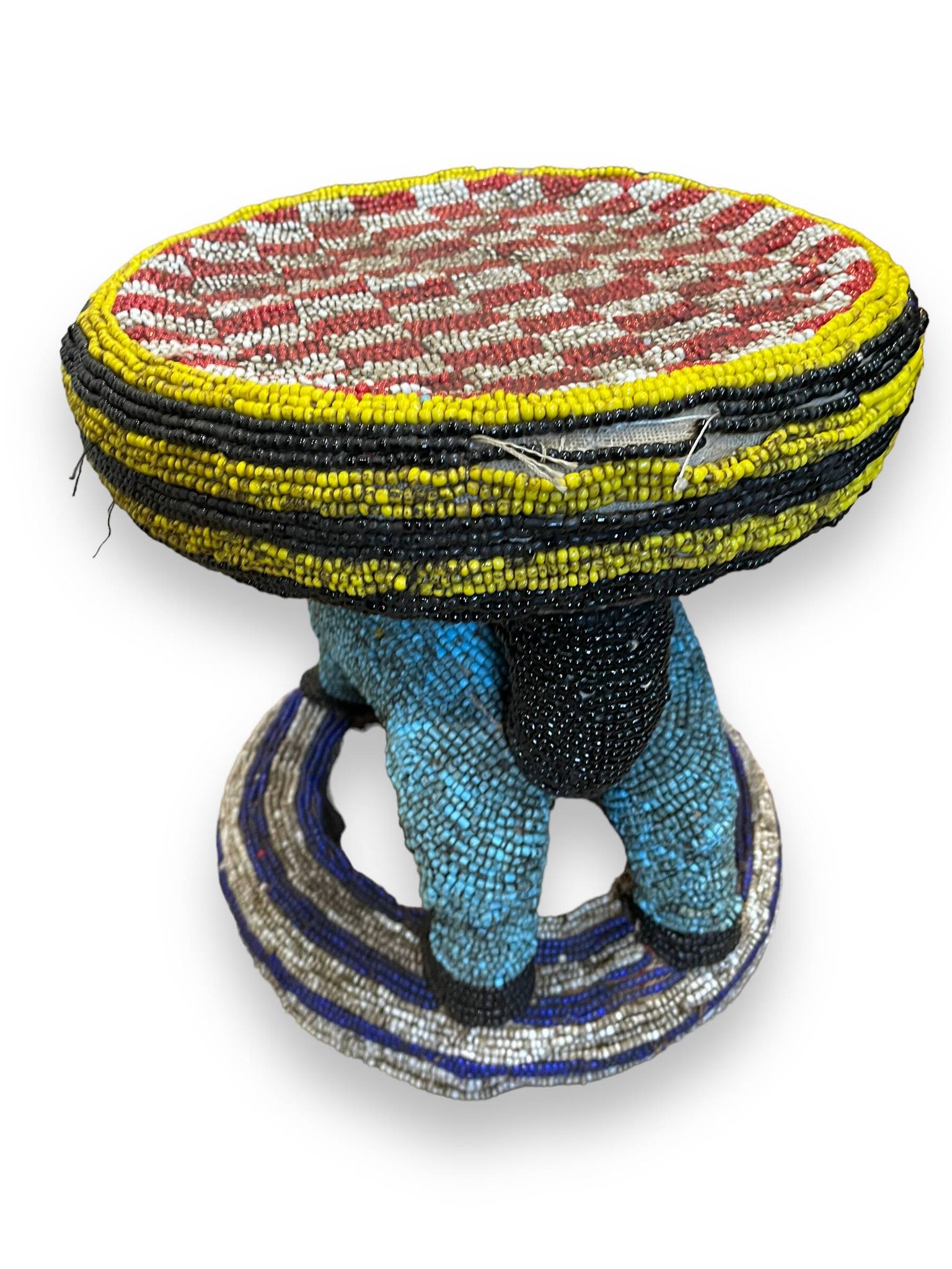 Zoomorphic beaded coffee table stool