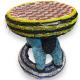 Zoomorphic beaded coffee table stool