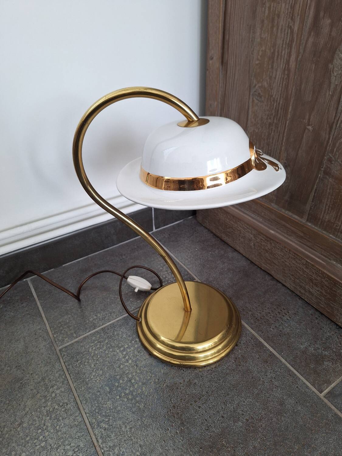 Vintage brass capeline lamp