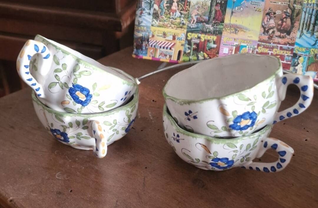 Set of 4 antique hand-painted cups