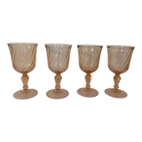 Pop-up Christmas 2022 - Series of 4 wine glasses in vintage pink glass