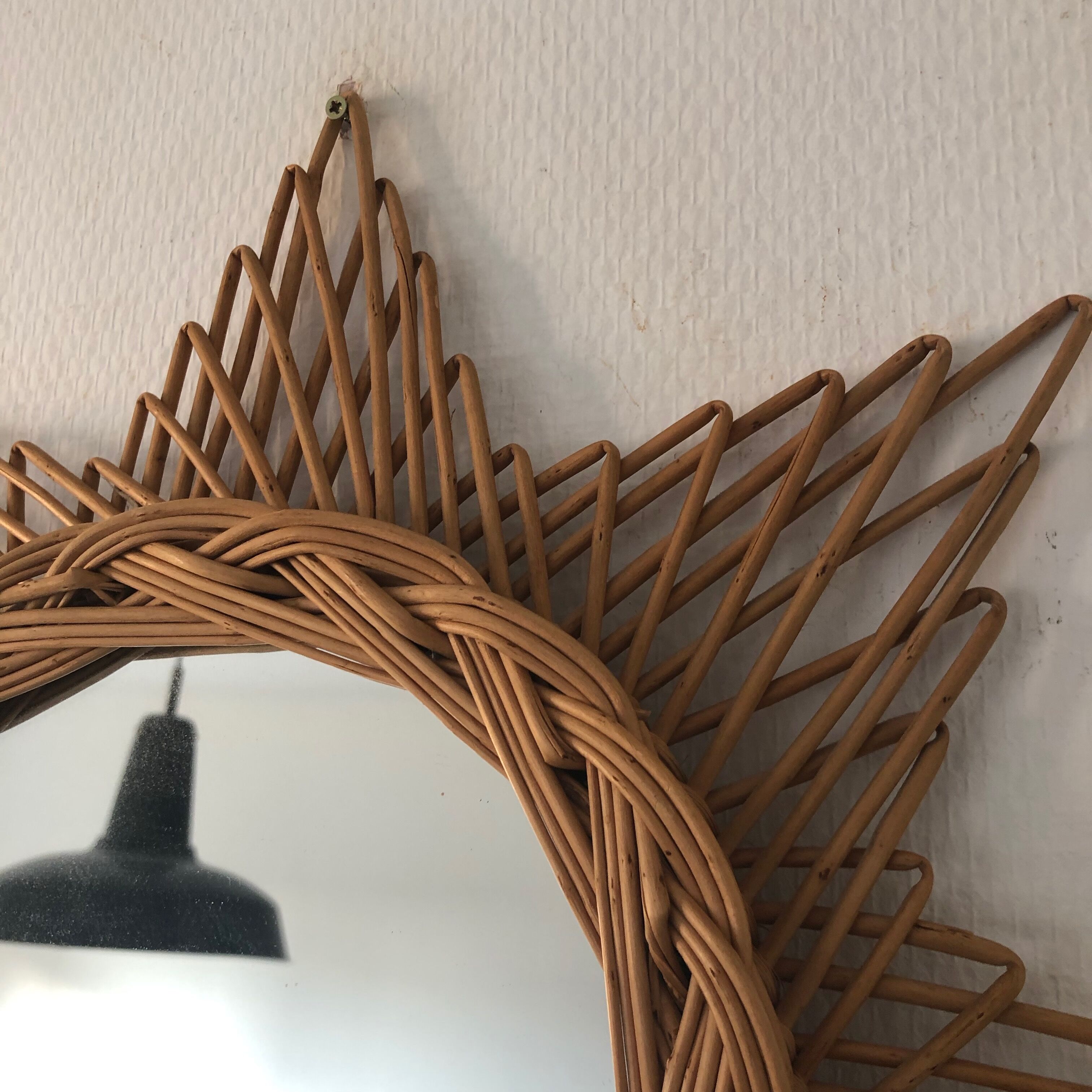 Rattan octogram sun mirror, 45cm, 1960