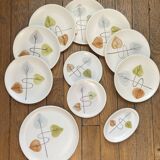 Elements of a vintage table service, 1950s, elegant leaf pattern