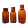 Trio bocal et flacons à pharmacie en verre ambré