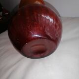 Vase ambré en verre bullé vintage