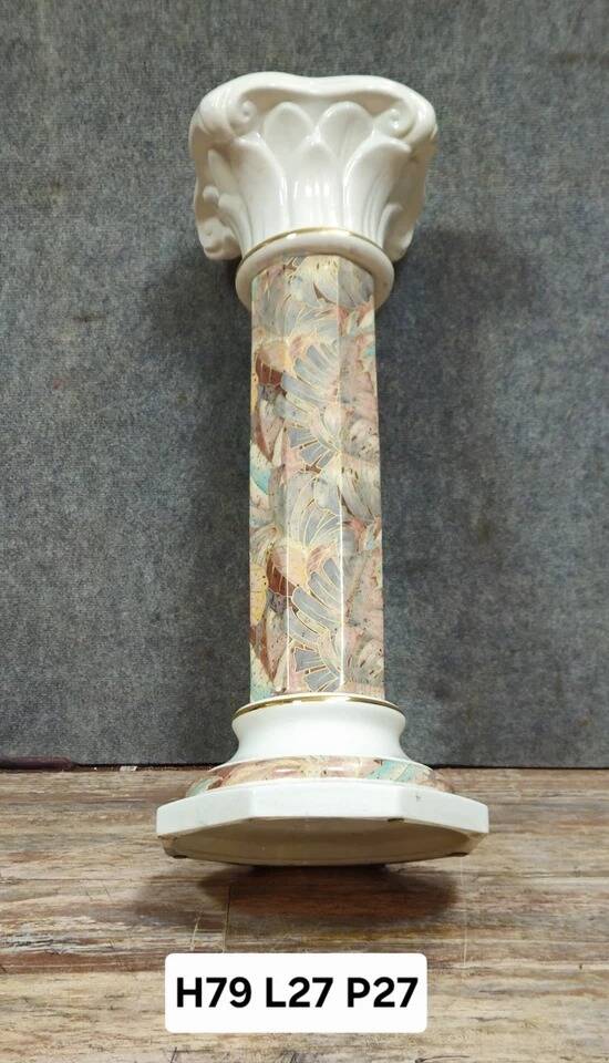 Vintage column / pedestal in porcelain with floral decoration – H 79 cm
