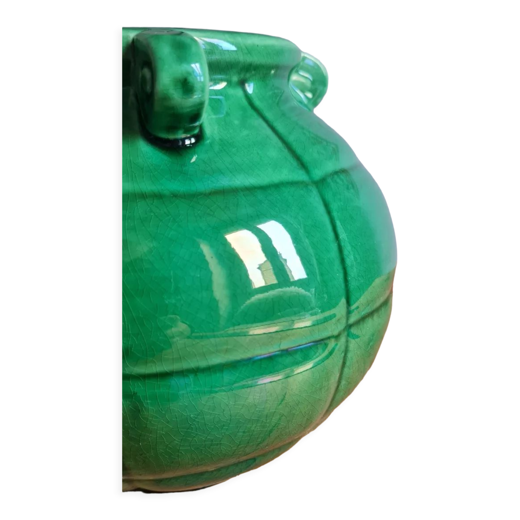 Green glazed earthenware vase