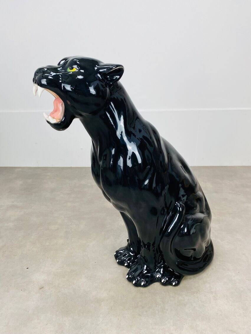Black panther in ceramic floor 76 cm