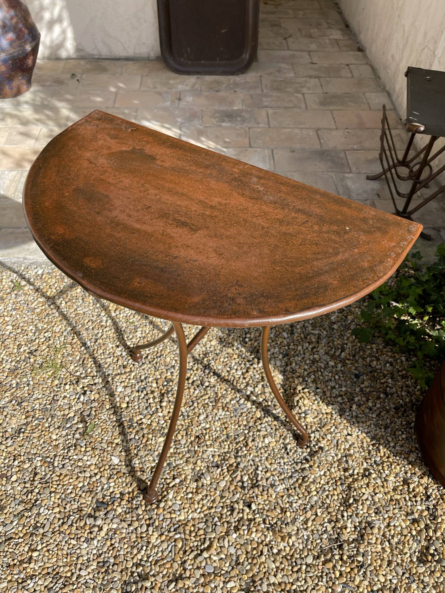 Table console en fer forgé artisanal