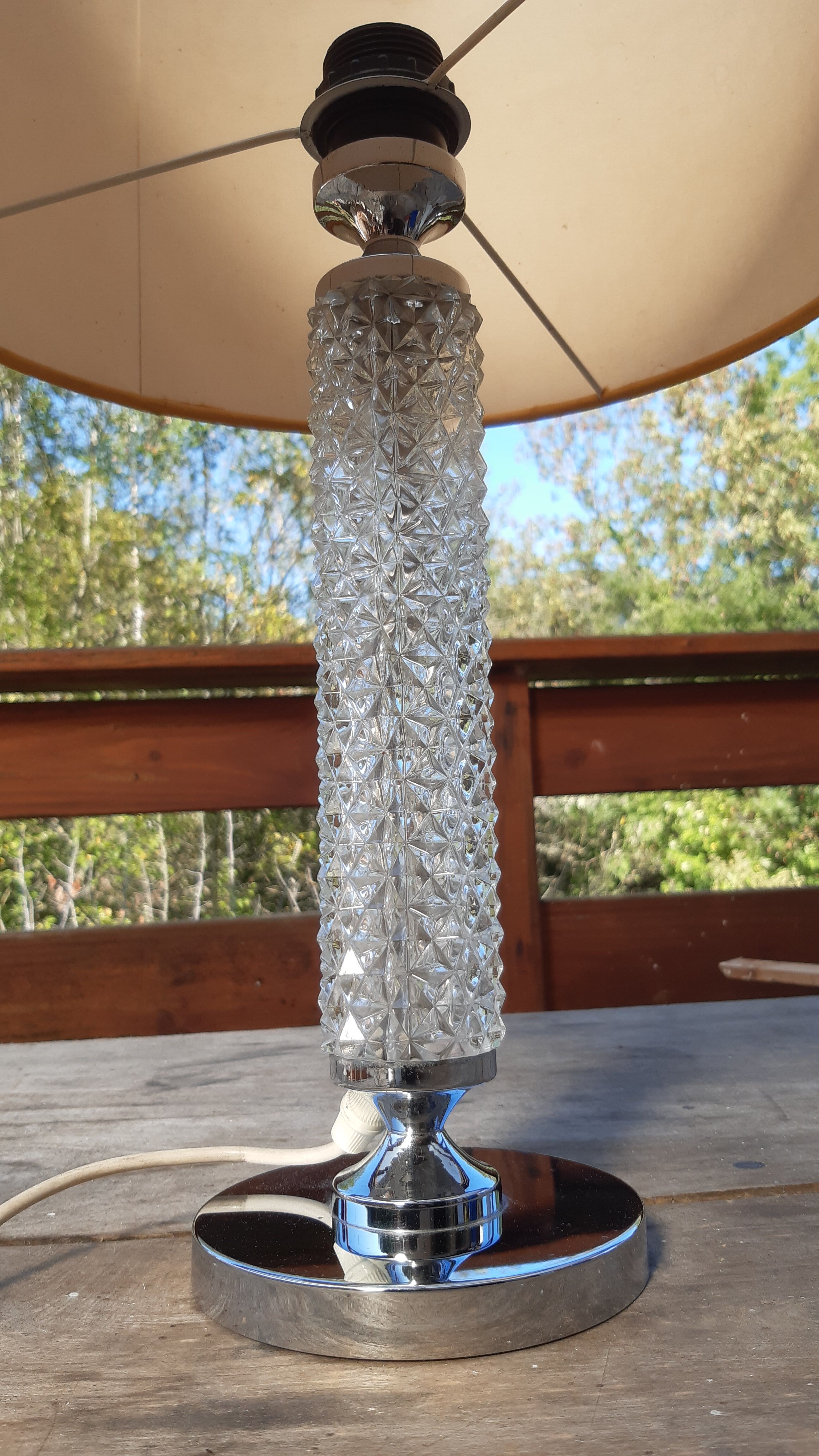 1970 Chiseled Glass Lamp