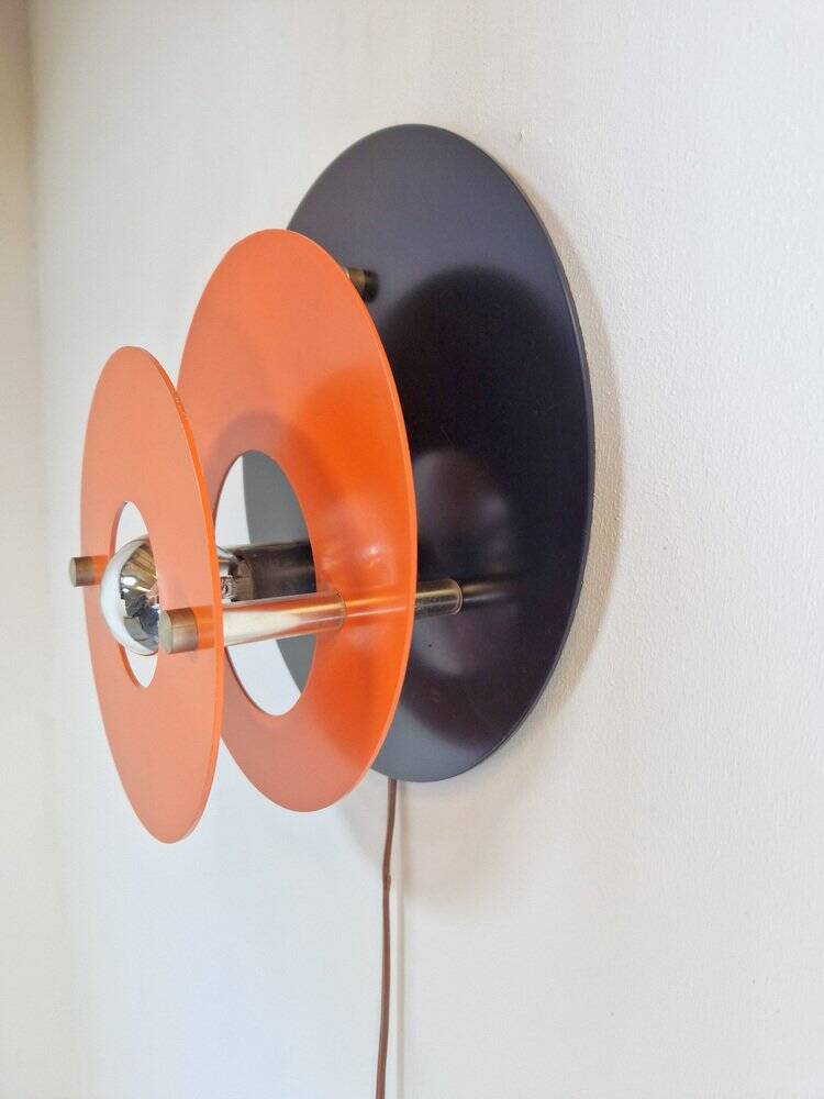Mid-Century Metal Discus Wall Lamp attributed to Herda, 1960s