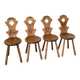 Set of 4 Savoyard pine chairs from the 60s