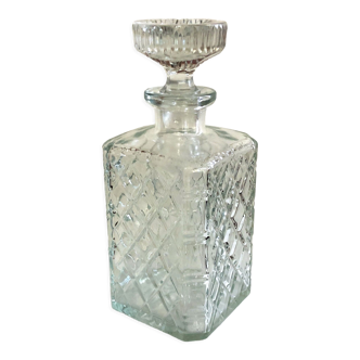 Old whisky or decant decanter textured crystal souflé in vintage checkerboard