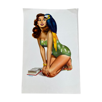 Affichette  pin up f. Mosca