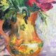 Peinture sur bois bouquet de fleurs