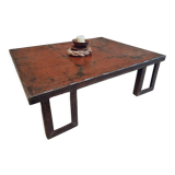 Industrial coffee table pallet table steel cinnamon brown