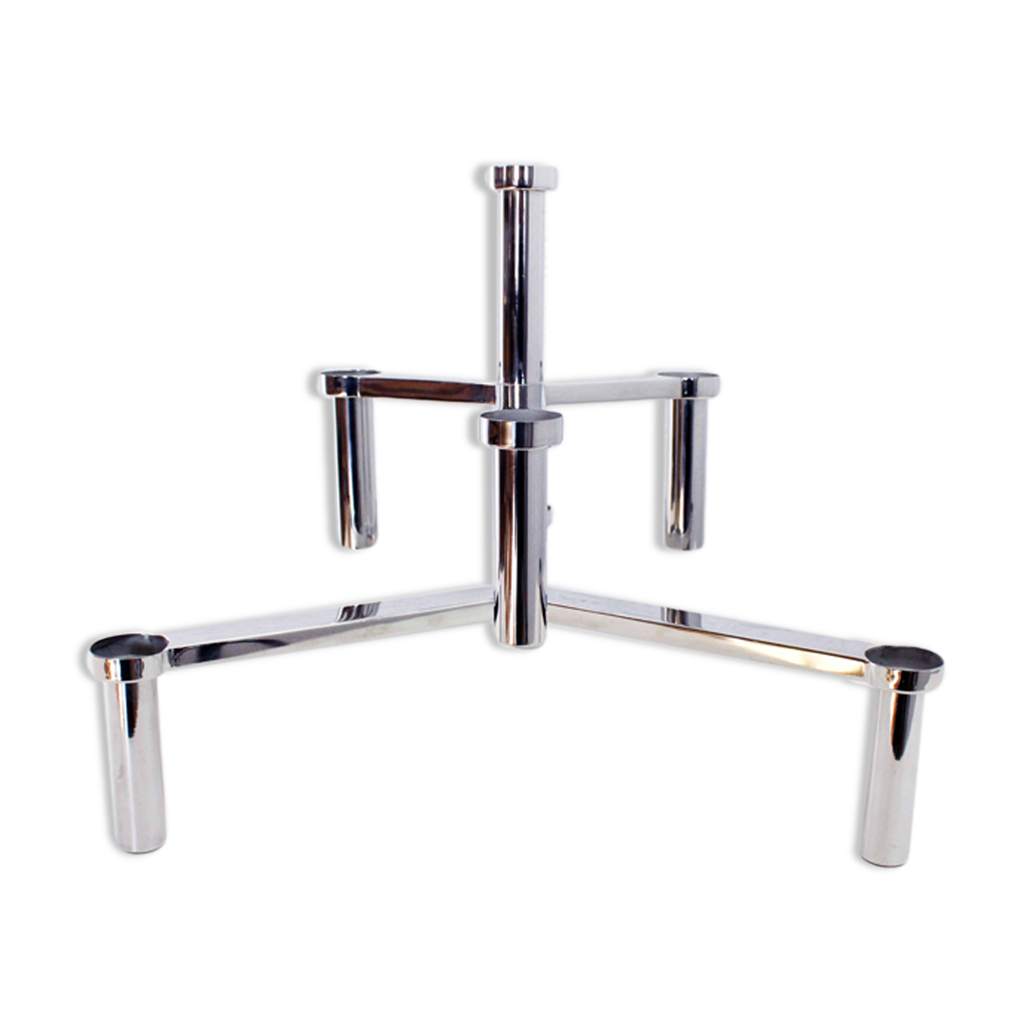 Modular chandelier in chrome-plated metal