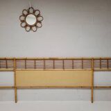 Rattan headboard with vintage bedside tables 1960
