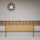 Rattan headboard with vintage bedside tables 1960