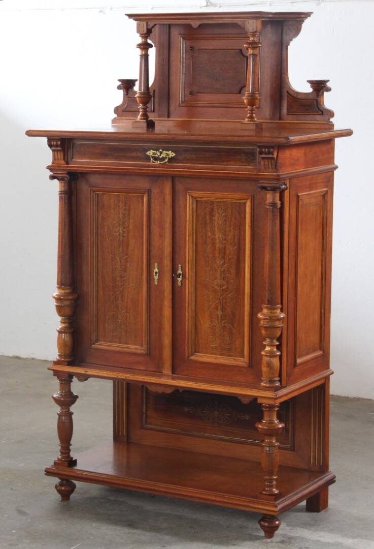 Vintage Antique Danish Solid mahogany Wood Cabinet, 1890s