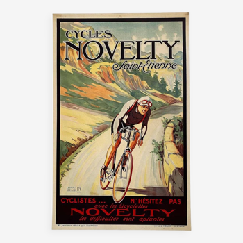 Affiche original Cycles Novelty Saint Etienne Par Martin Dupin, 1920 - Petit Format - On linen