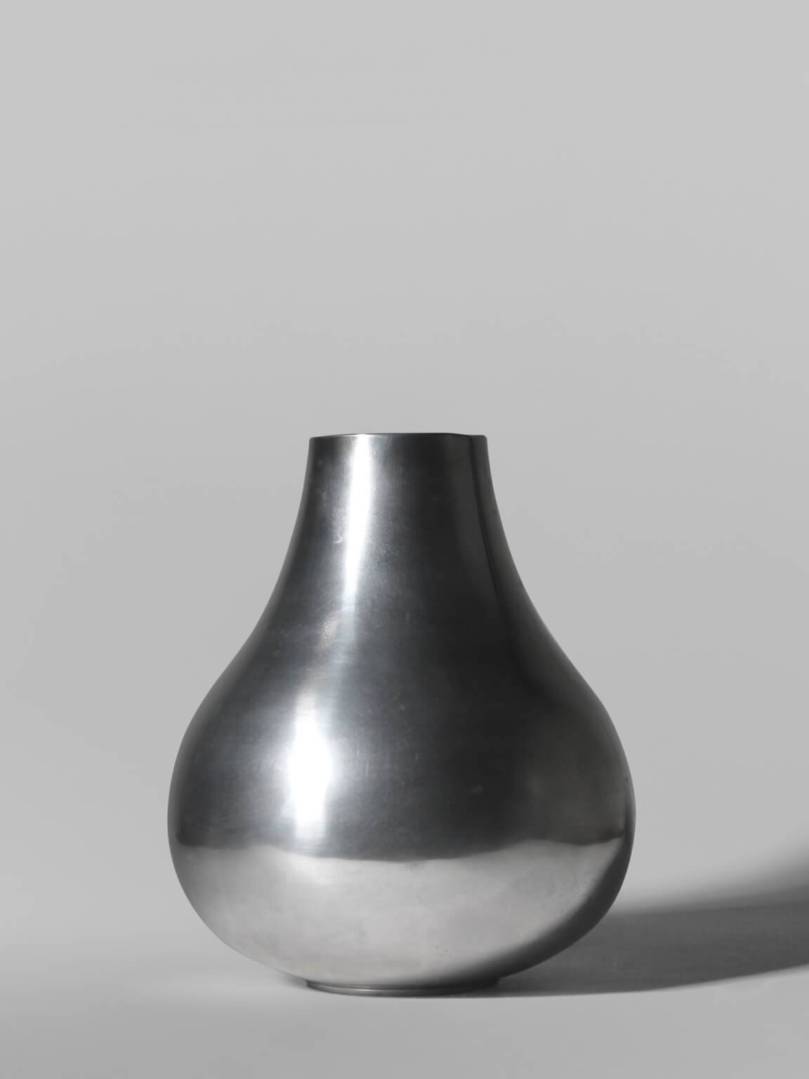 Polished Aluminum Bulbous Vase, Large