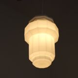 French Art Deco Skyscraper Ceiling Light White Opaque Glass - Limoges Mount