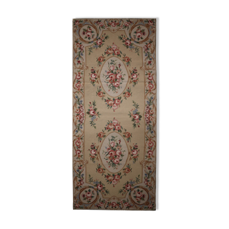 Tapis floral beige tissé à la main - 76x183cm