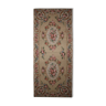 Small Needlepoint Tapestry Area Rug Handwoven Beige Floral Rugs- 76x183cm