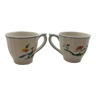 Set of 2 earthenware cups from Gien motif birds of paradise