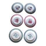 6 mismatched flat plates pairs Terre de Fer Marsac Flowers Digoin