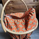 Vintage rattan sewing basket