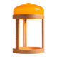 Bent oak wood table lamp with orange glass shade