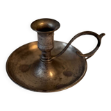 Antique metal hand candlestick – beautiful patina